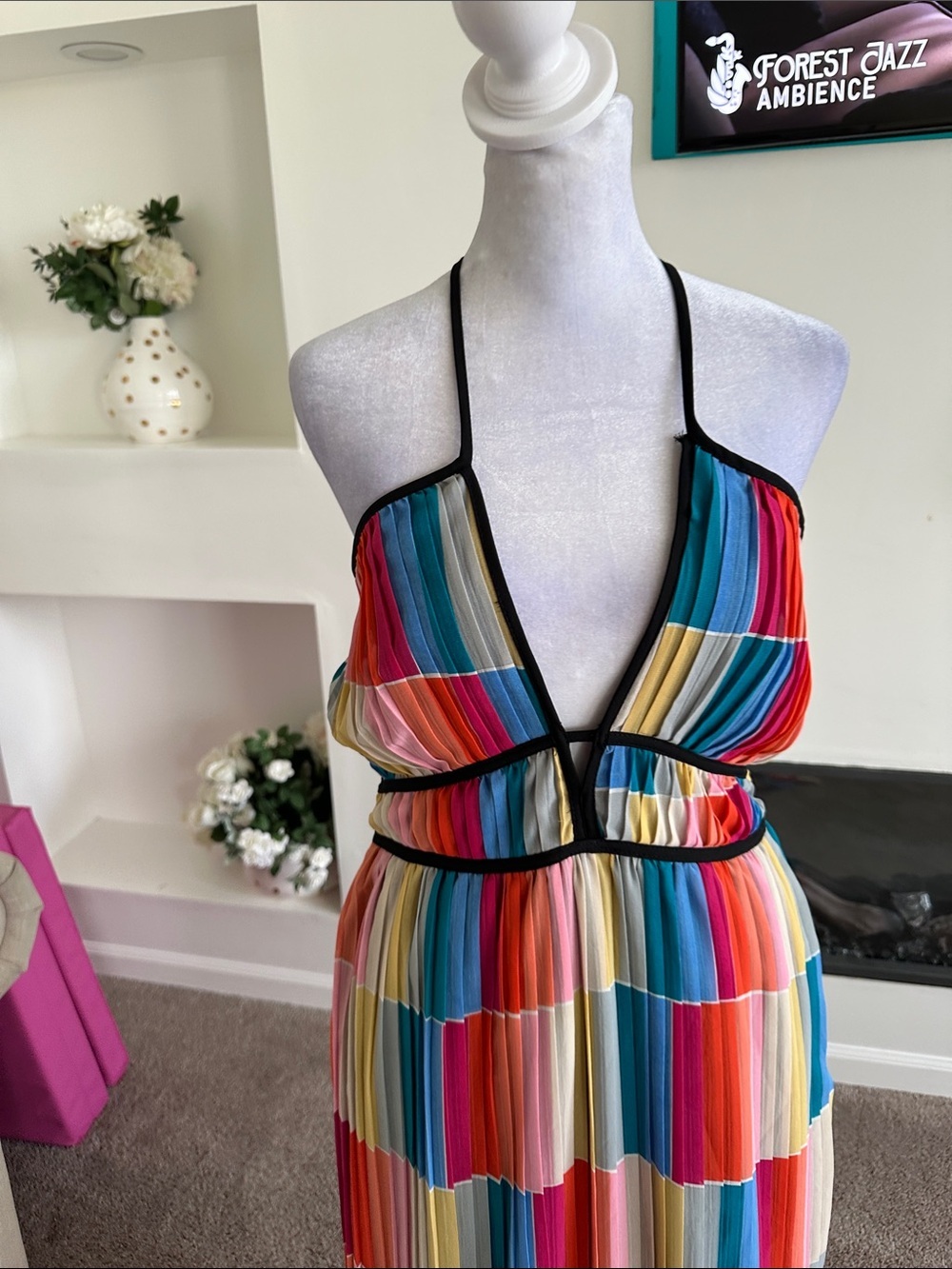 Fate Multicolor Striped Halter Maxi Dress - Picture 3 of 9